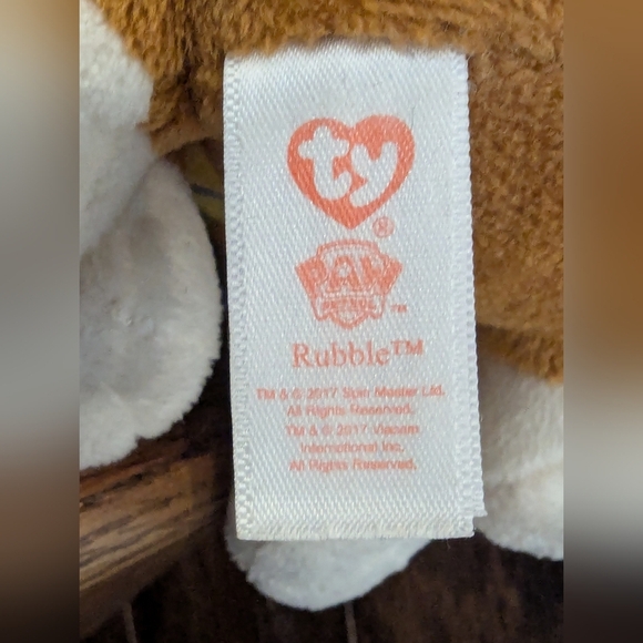Paw Patrol Rubble Plush Dog From Ty and Rubble Dog Ornament - Picture 6 of 8
